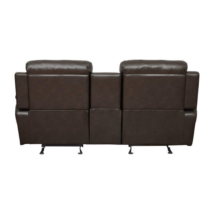 Marille Glider Reclining Loveseat with Center Console — Brown Manual