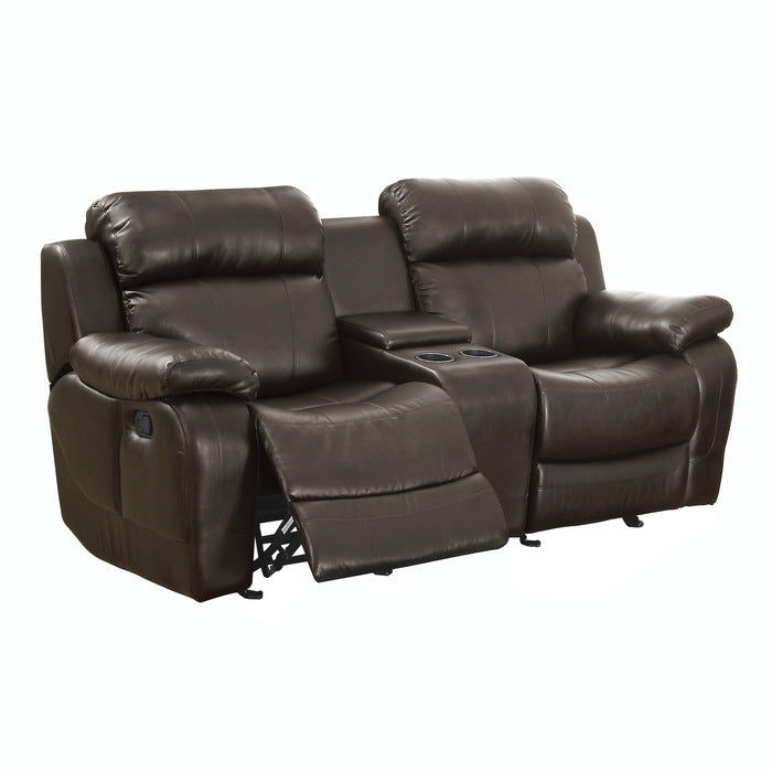 Marille Glider Reclining Loveseat with Center Console — Brown Manual