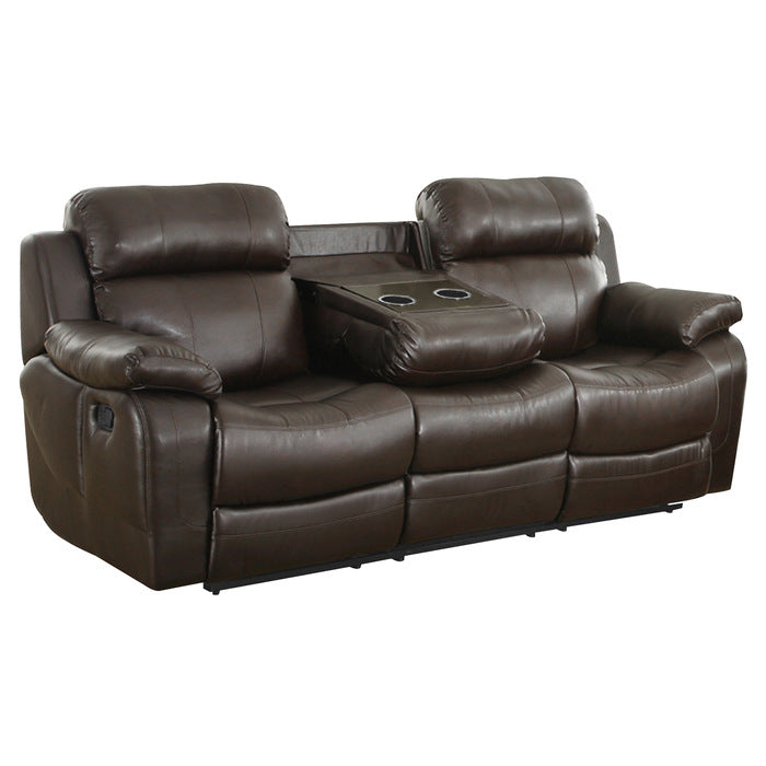 Marille Double Reclining Sofa with Center Drop-Down Cup Holders (9724BRW-3)