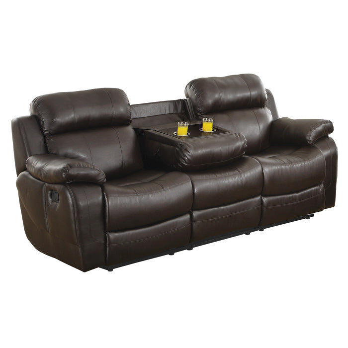 Marille Double Reclining Sofa with Center Drop-Down Cup Holders (9724BRW-3)