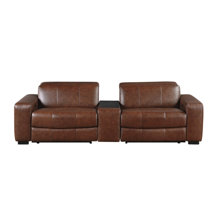 Sutton Power Double Reclining Love Seat with Center Console, Power Headrest and Charging Ports