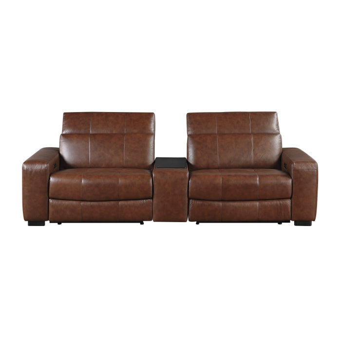 Sutton Power Double Reclining Love Seat with Center Console, Power Headrest and Charging Ports