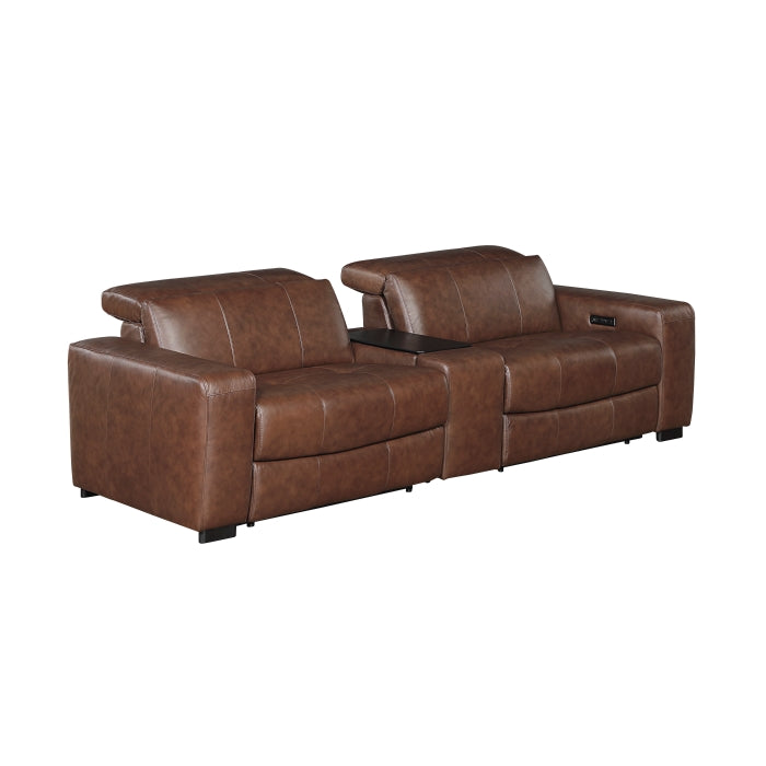 Sutton Power Double Reclining Love Seat with Center Console, Power Headrest and Charging Ports
