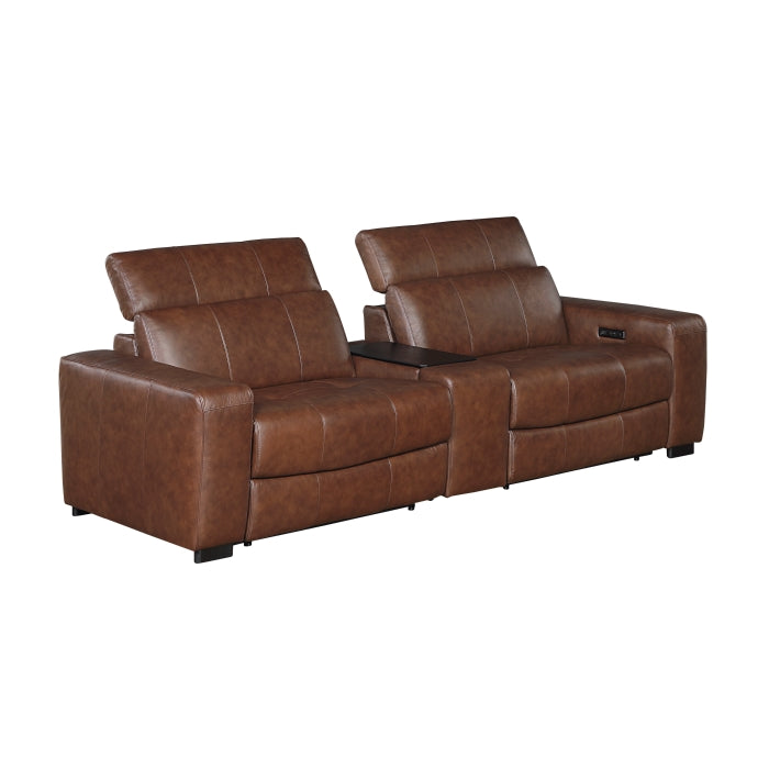 Sutton Power Double Reclining Love Seat with Center Console, Power Headrest and Charging Ports