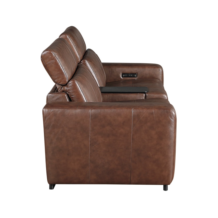 Sutton Power Double Reclining Love Seat with Center Console, Power Headrest and Charging Ports