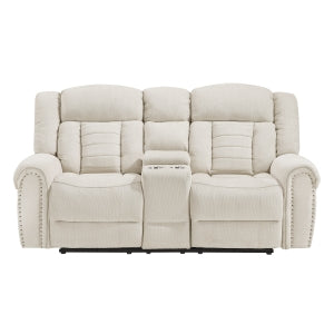 Double Reclining Love Seat with Center Console - Nutmeg - front product view