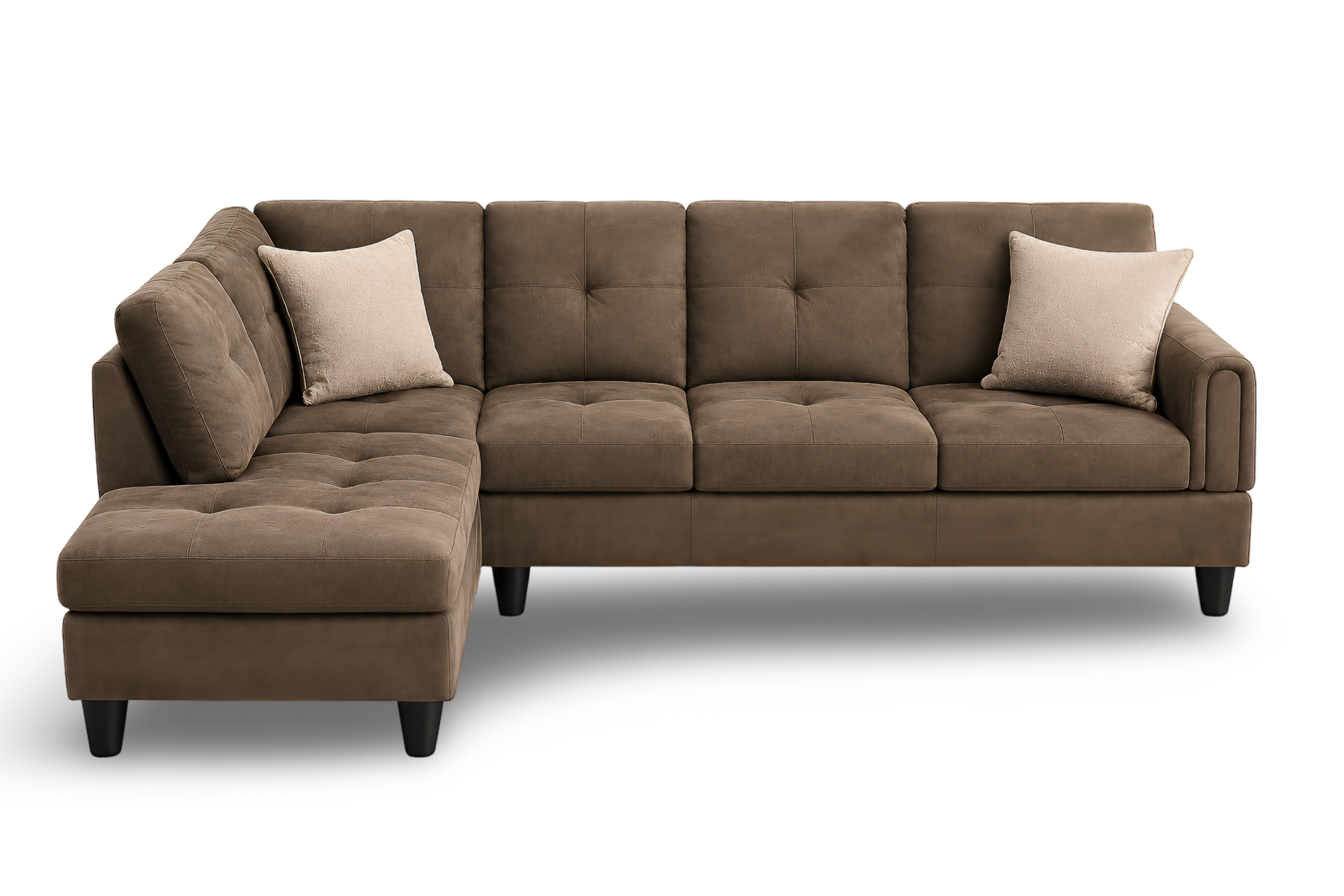 Chocolate L-Shaped sectional sofa with a storage space