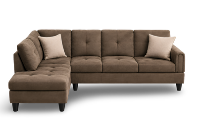Chocolate L-Shaped Sectional Sofa with a Storage Space