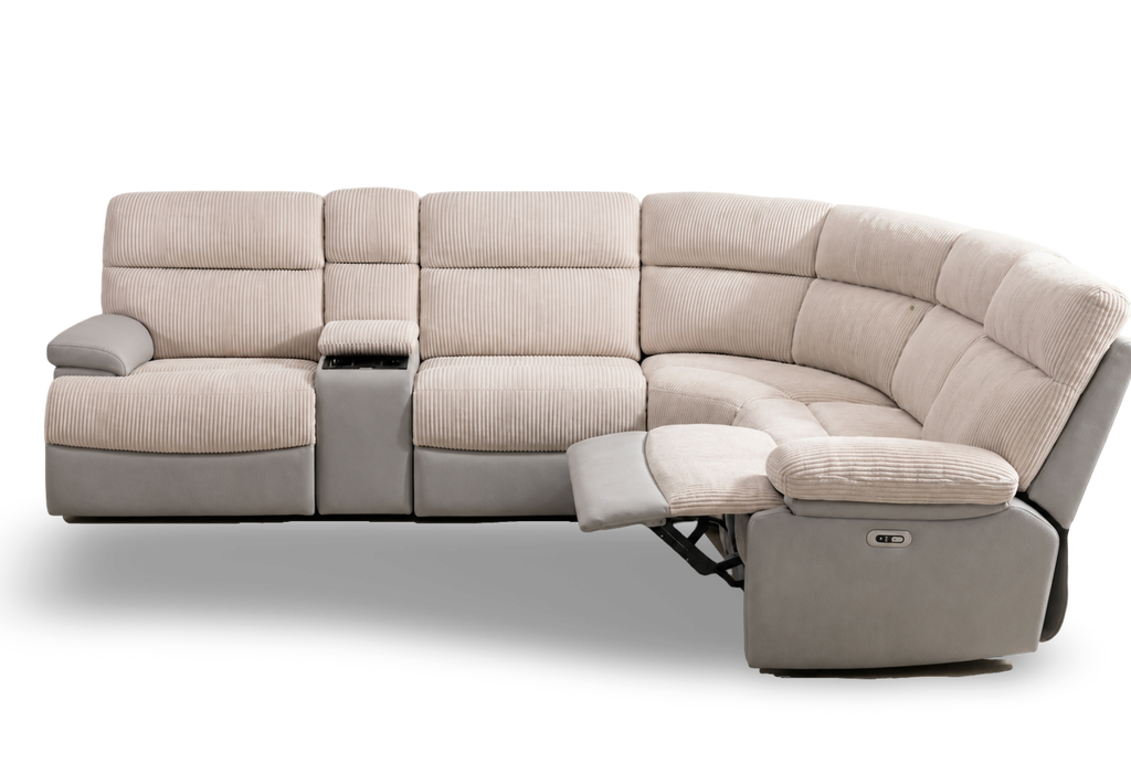 Two-Tone Power Reclining Sectional Sofa 5- Seat
