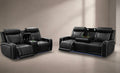 Balck Herringbone Reclining loveseat ,Sofa w/ LED