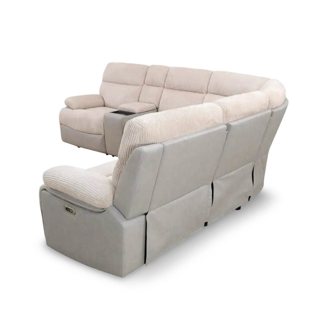 Two-Tone Power Reclining Sectional Sofa 5- Seat