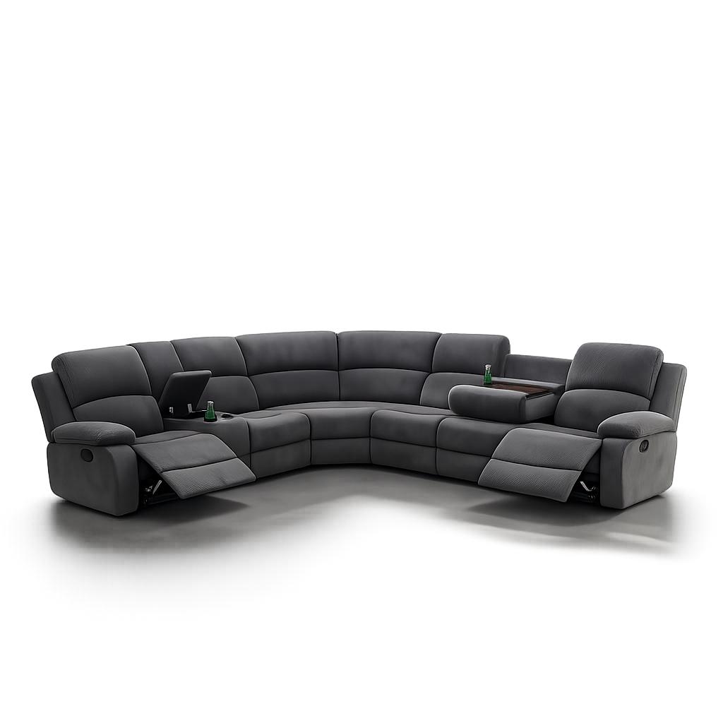 Power Reclining Sectional Sofa with Storage Console & Cup Holders