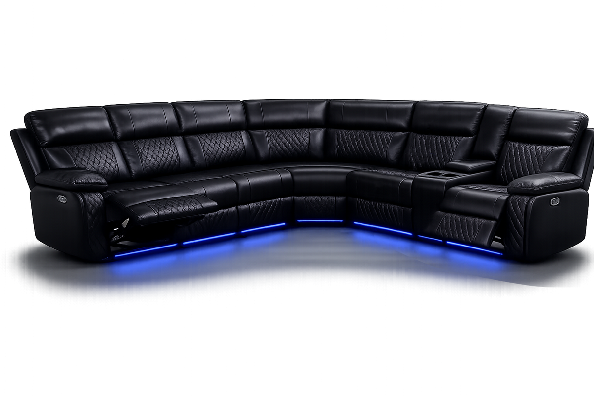 Smart Black L-Shaped Power Recliner Sectional