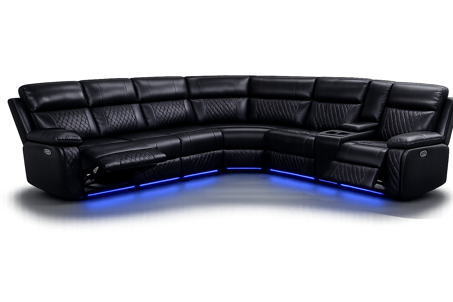Smart Balck L Power Reclining Sectional sofa & USB-C Charging ,LED