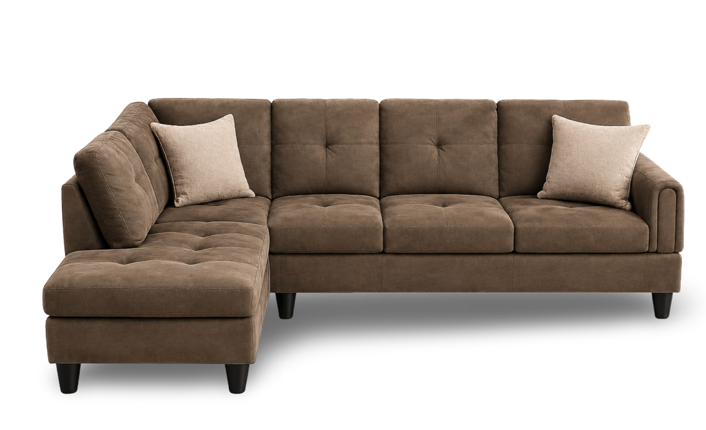 Chocolate L-Shaped Sectional Sofa with a Storage Space