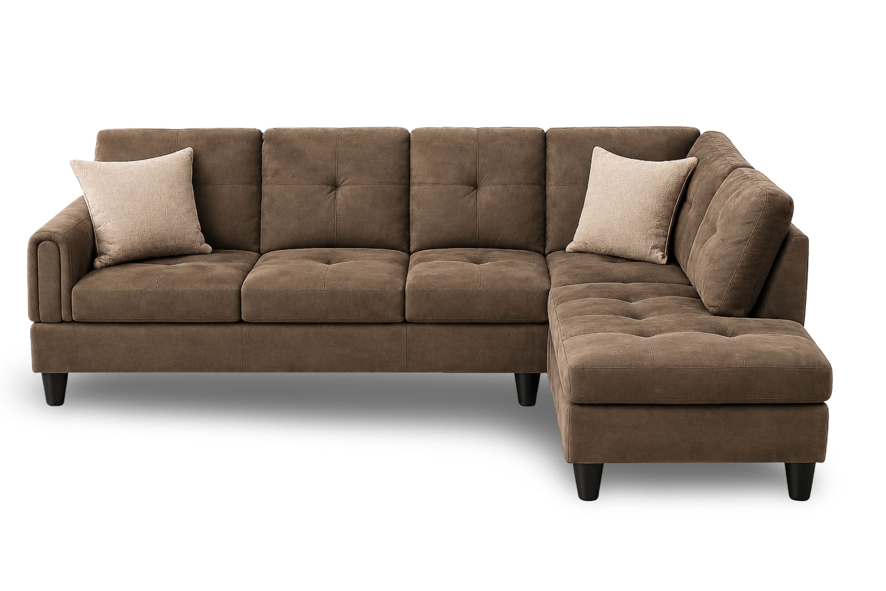 Chocolate L-Shaped sectional sofa with a storage space