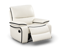 Ivory & Balck Piping/Welting Leather Recliner Modern Comfort Chair