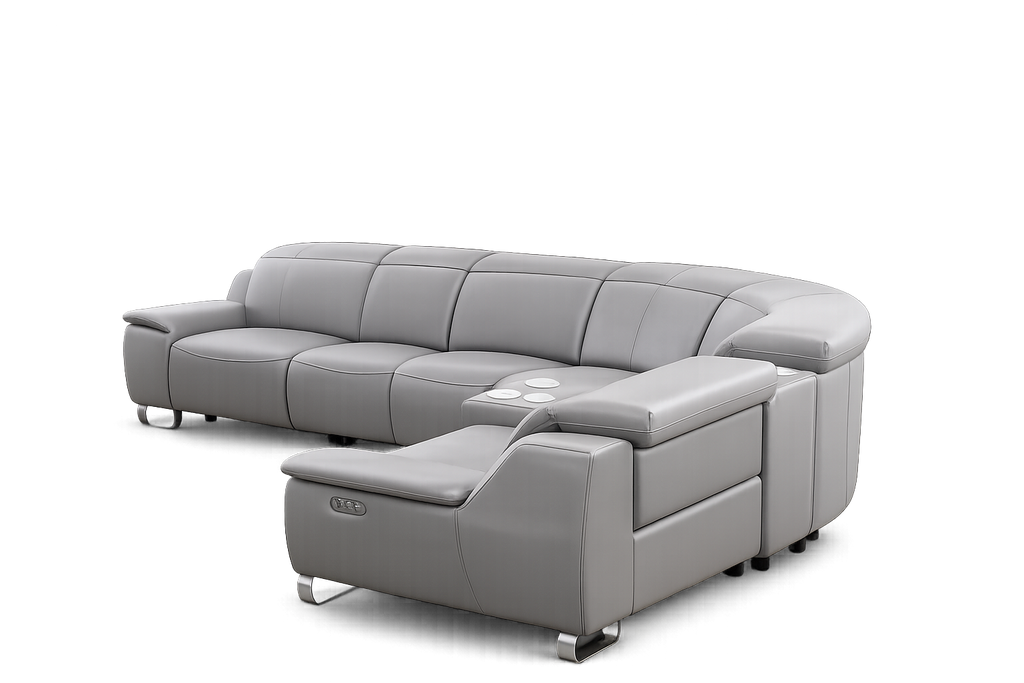 Smart CineFlex Grey Power Reclining Sectional sofa & USB-C Charging ,Bluetooth