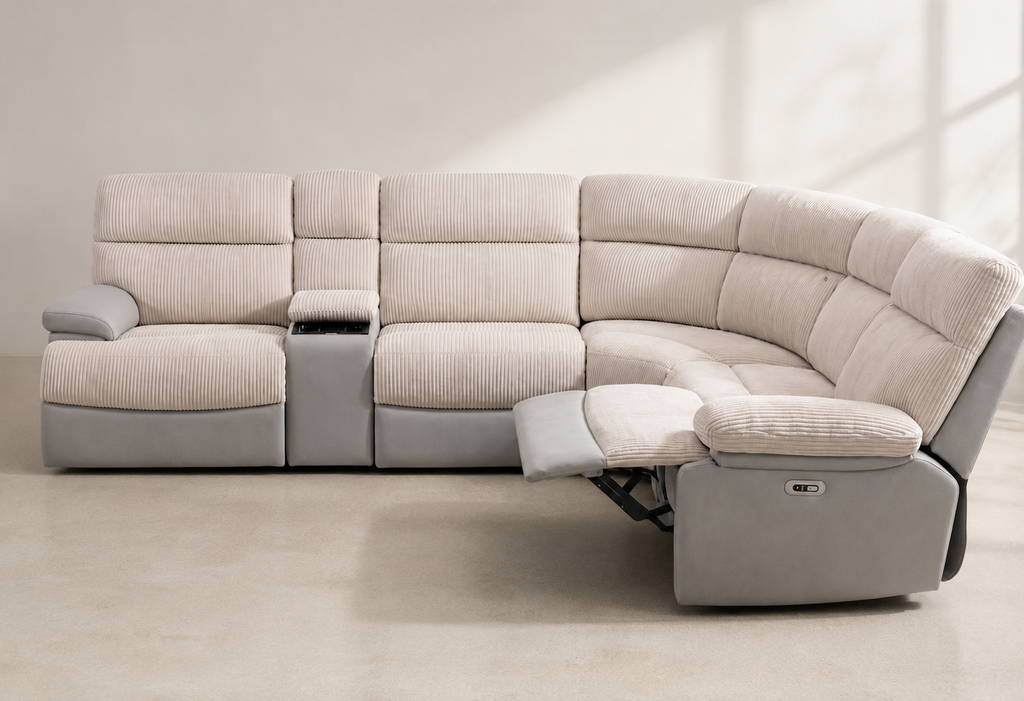 Two-Tone Power Reclining Sectional Sofa 5- Seat