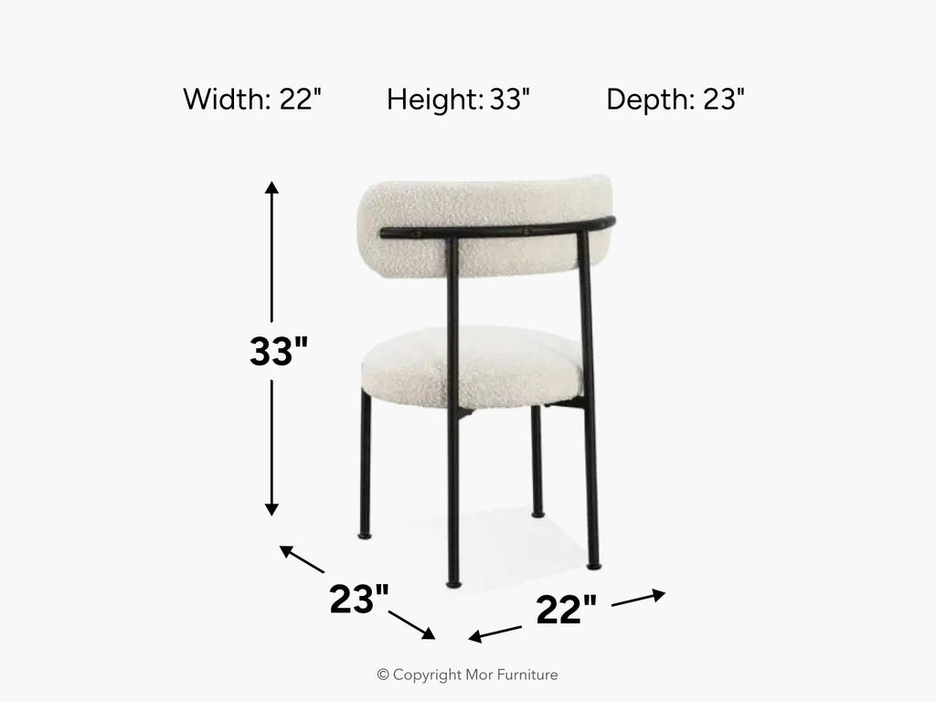Aere upholstered side chair in ivory - dimensions