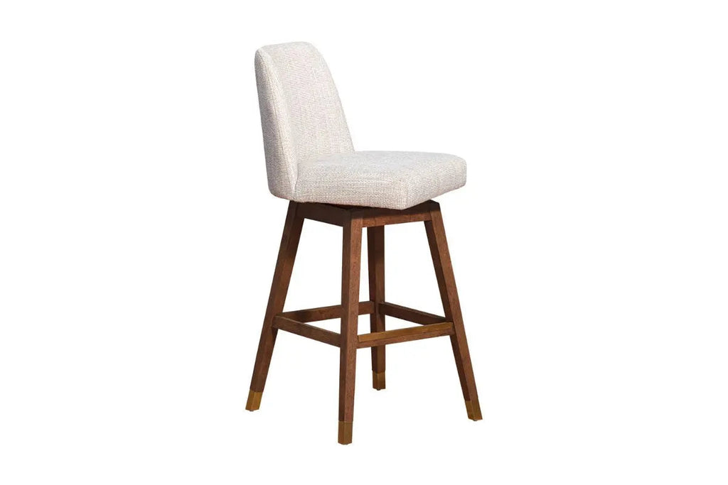 Amelia upholstered swivel bar stool in beige - detail