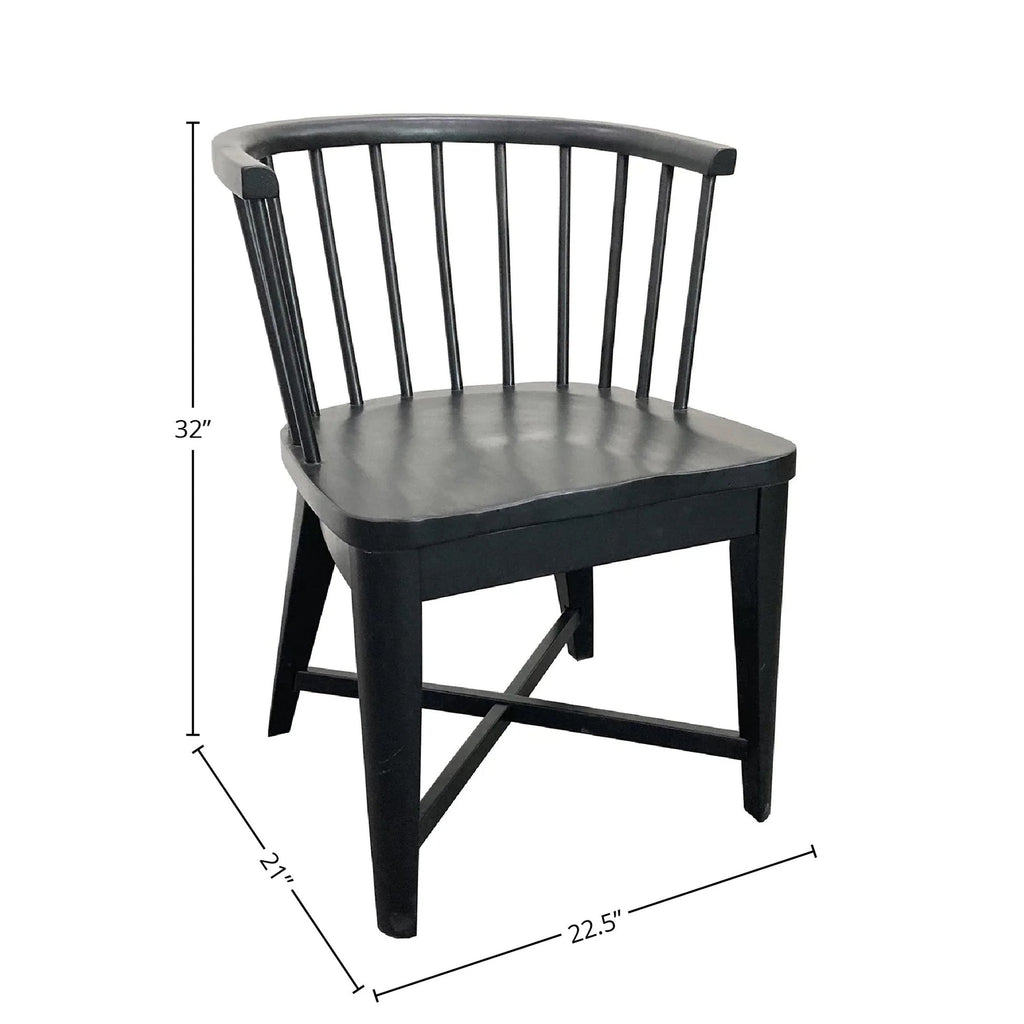 Americana barrel back side chair in black - dimension view