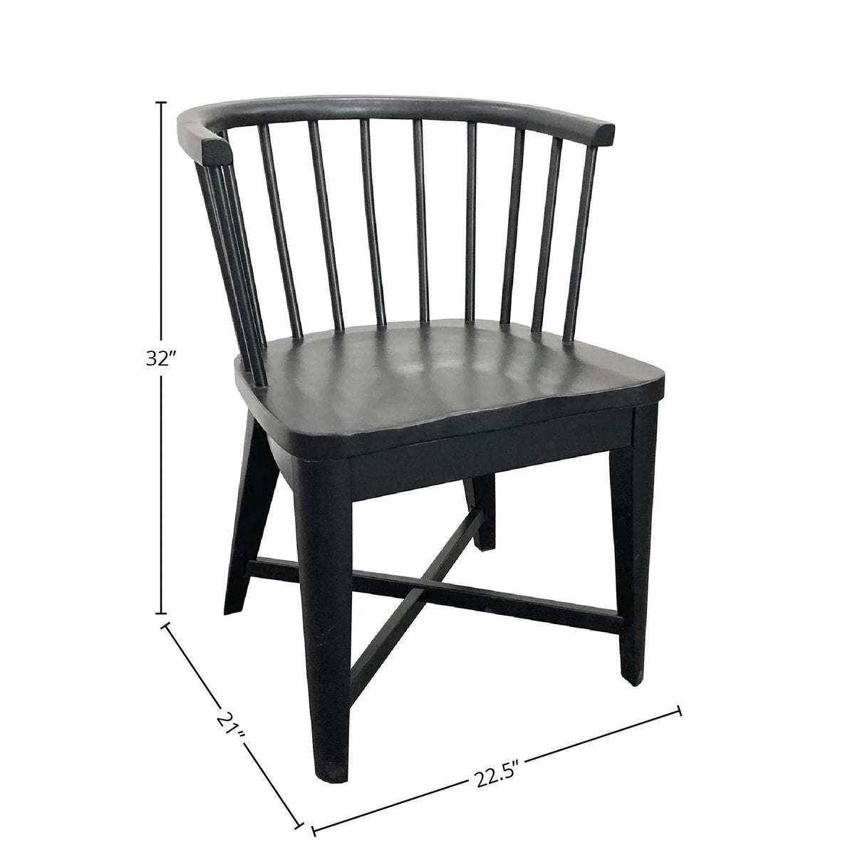 Americana barrel back side chair in black - dimension view