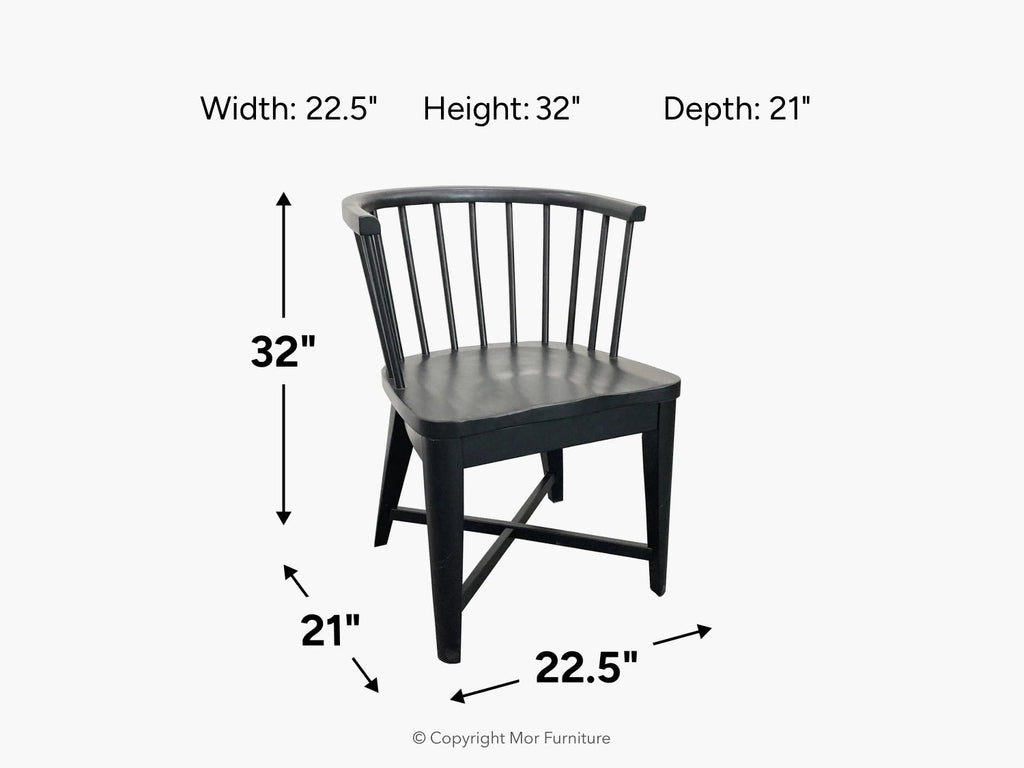 Americana barrel back side chair in black - dimensions