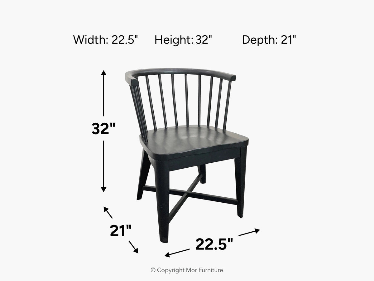 Americana barrel back side chair in black - dimensions