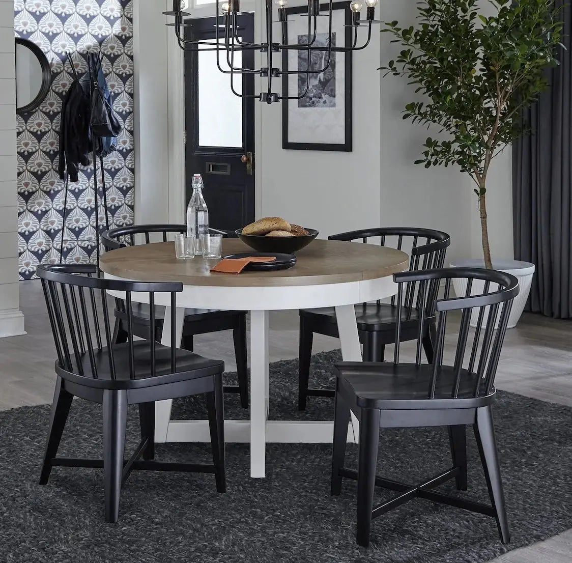 Americana barrel back side chair in black - alternate room setting
