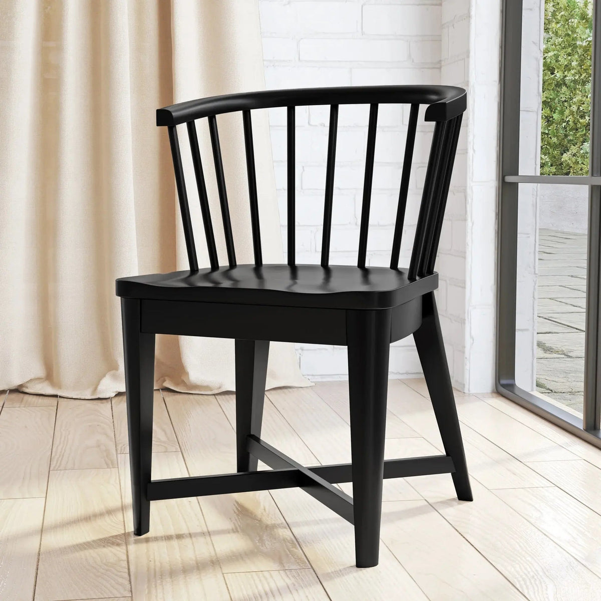 Americana barrel back side chair in black - styled angle
