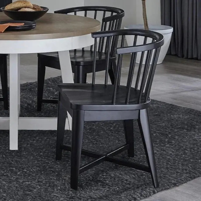 Americana barrel back side chair in black - room setting