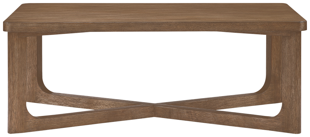 Blake Coffee Table — clean original brown wood with natural multi-plane lighting
