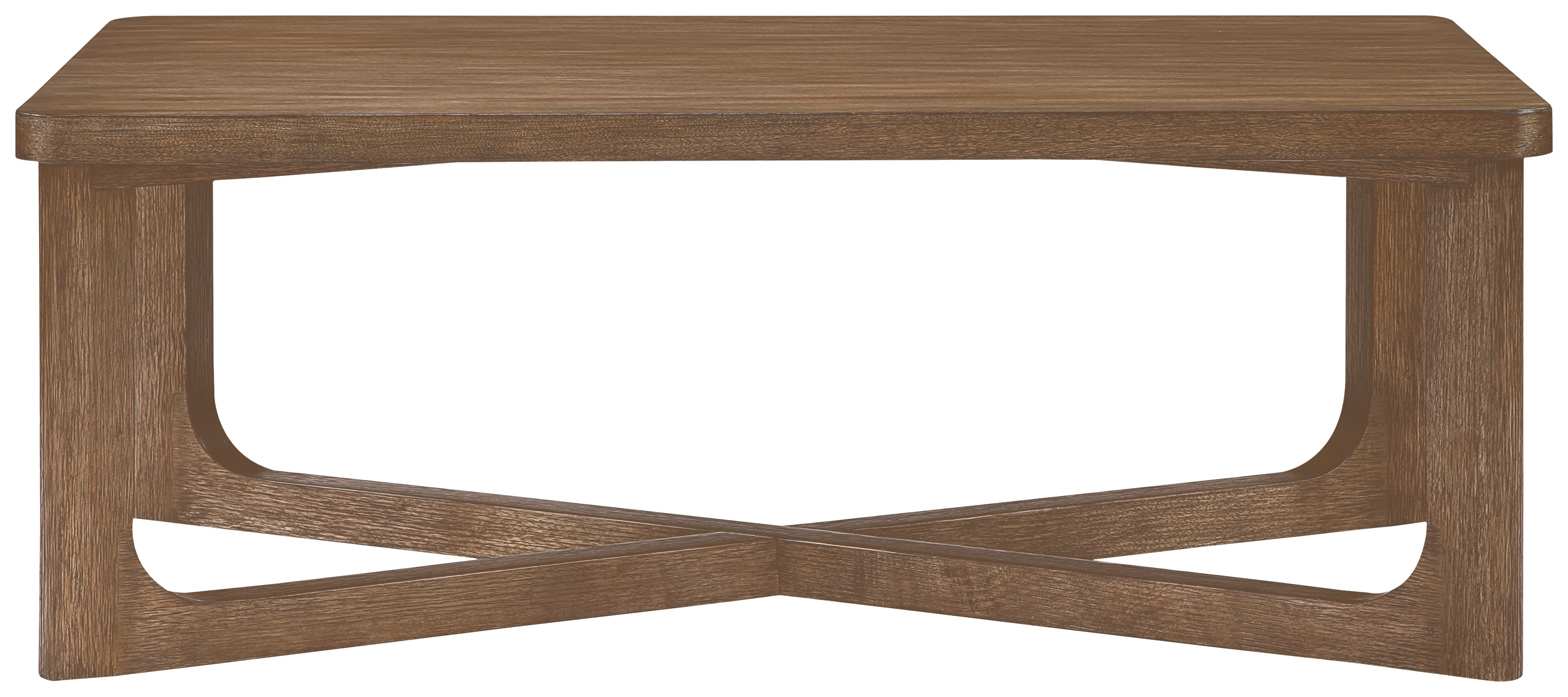 Blake Coffee Table — clean original brown wood with natural multi-plane lighting