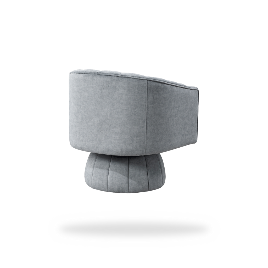Bristol dark gray velvet swivel chair left rear view
