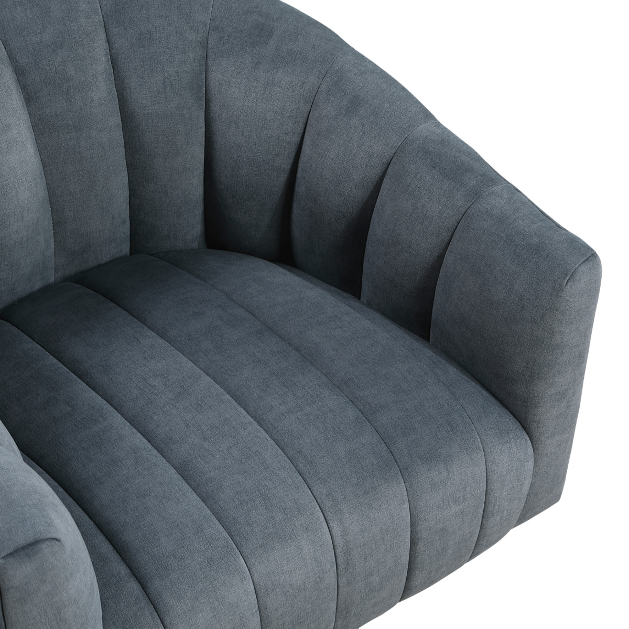 Bristol dark gray velvet swivel chair clean velvet upholstery detail
