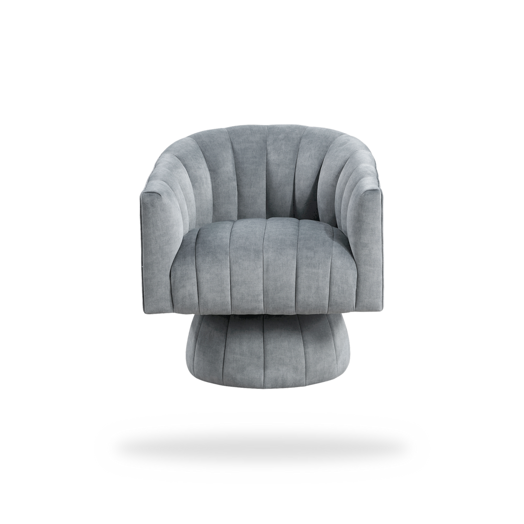 Bristol dark gray velvet swivel chair complete front view