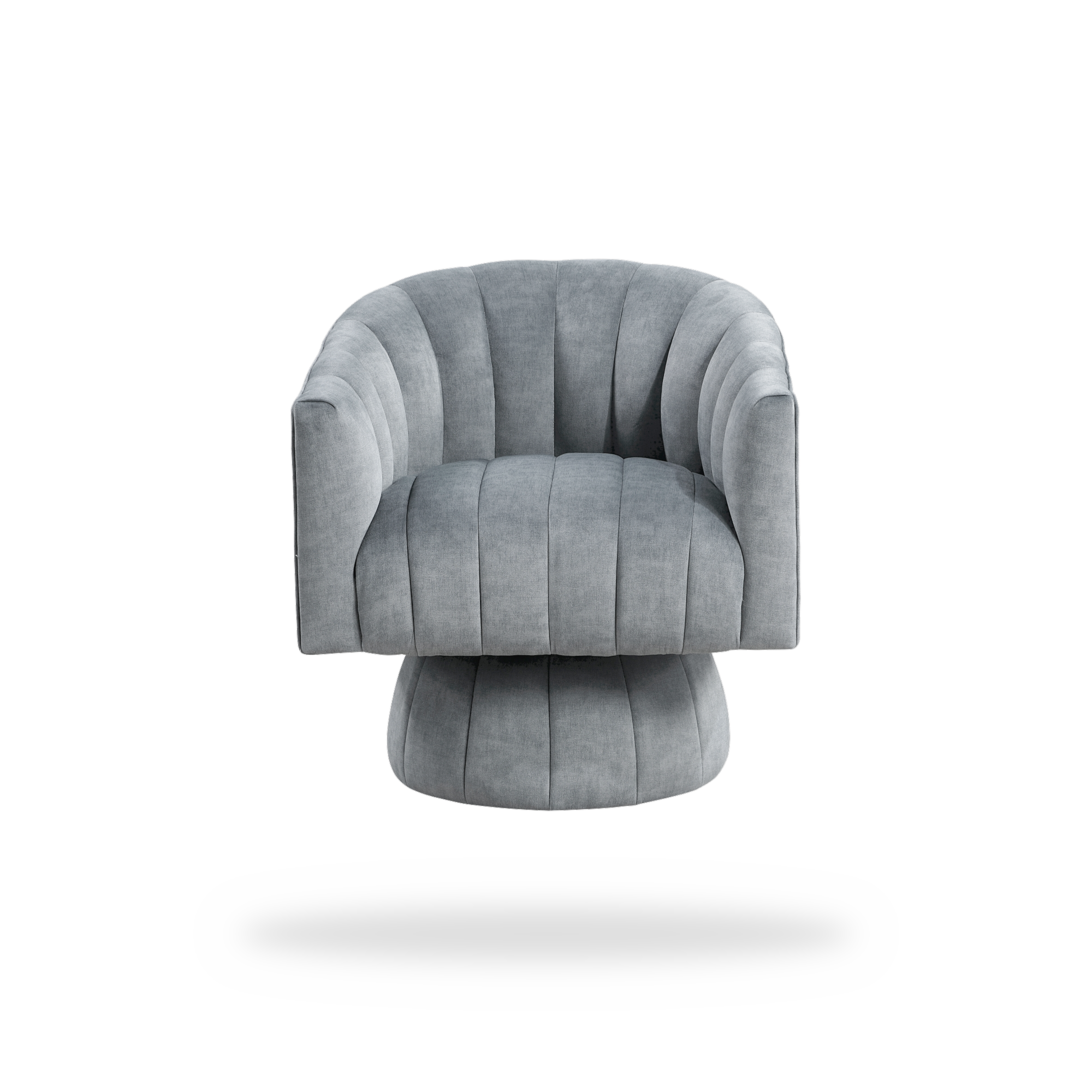 Bristol dark gray velvet swivel chair complete front view