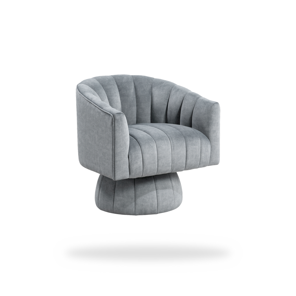 Bristol dark gray velvet swivel chair 45 degree view