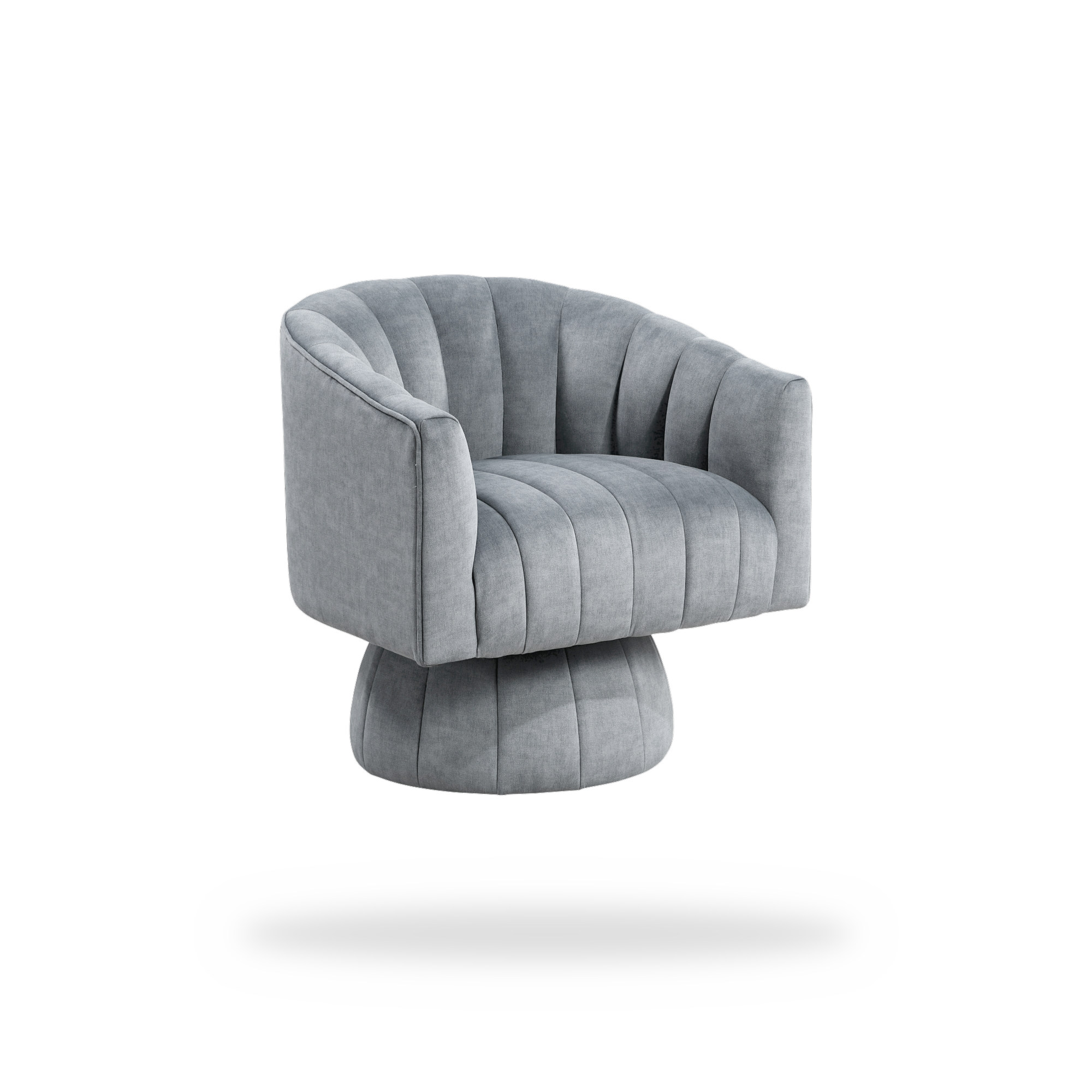 Bristol dark gray velvet swivel chair 45 degree view