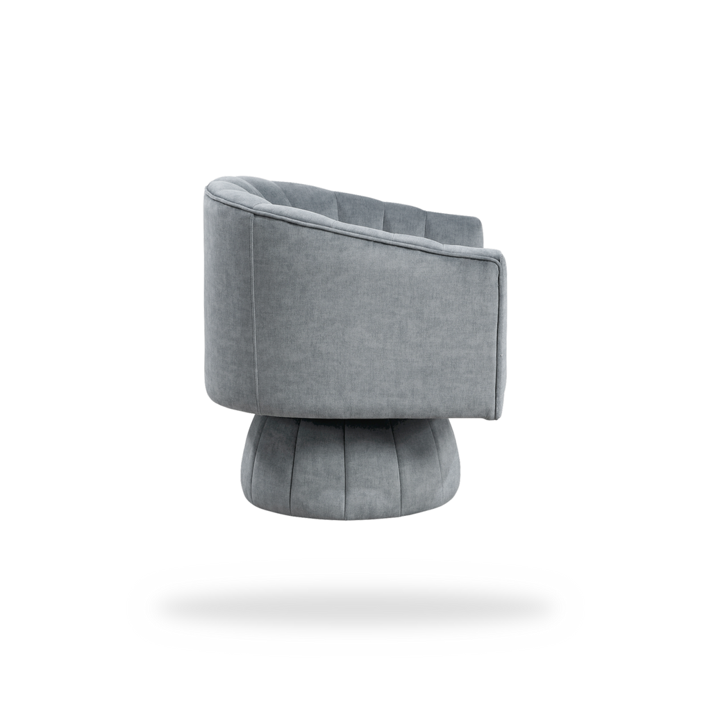 Bristol dark gray velvet swivel chair right side view