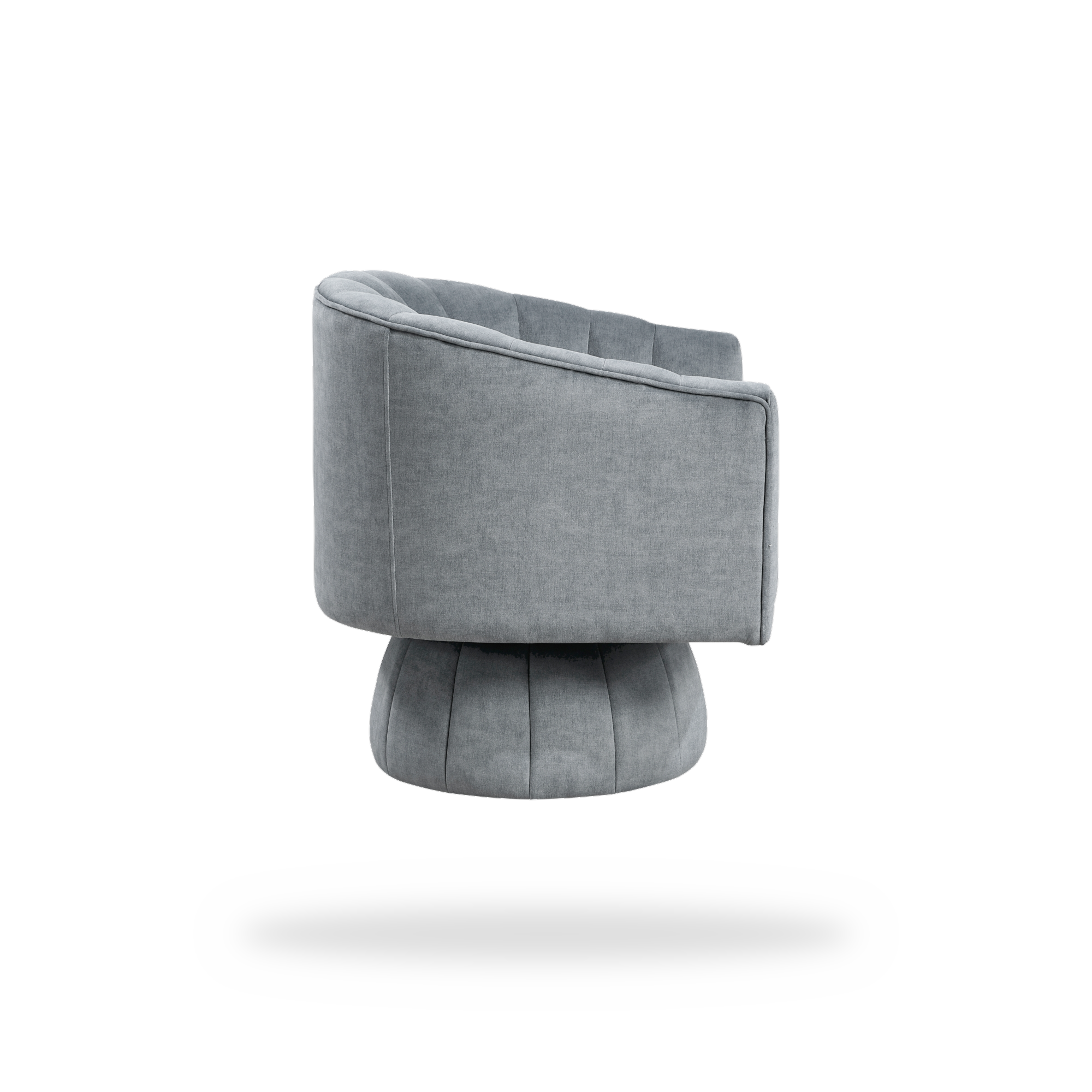Bristol dark gray velvet swivel chair right side view