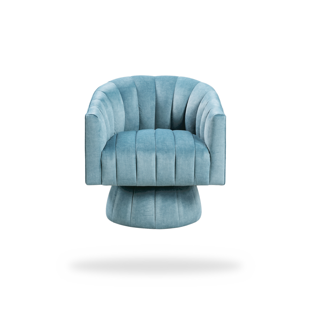 Bristol dark teal velvet swivel chair complete front view