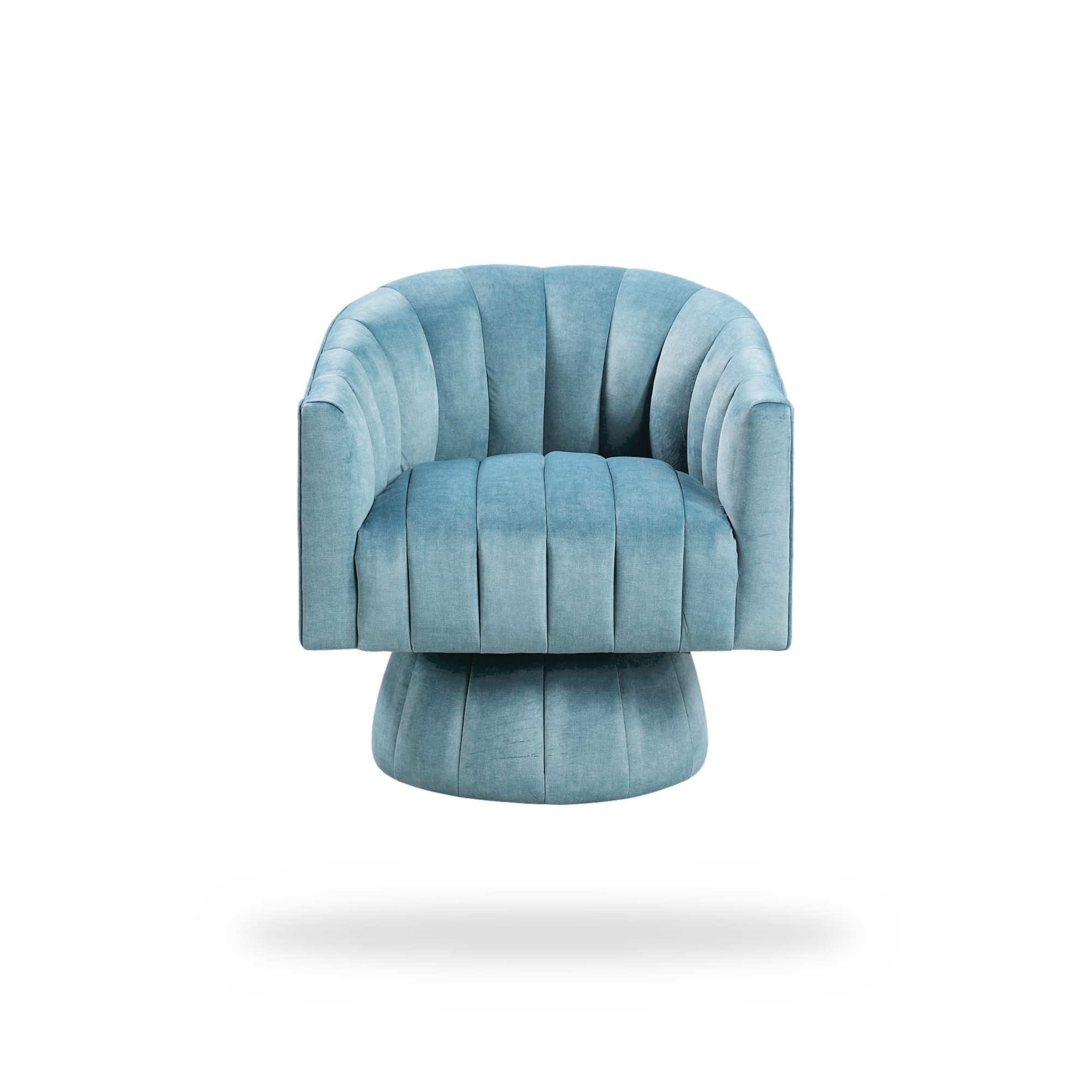 Bristol dark teal velvet swivel chair complete front view