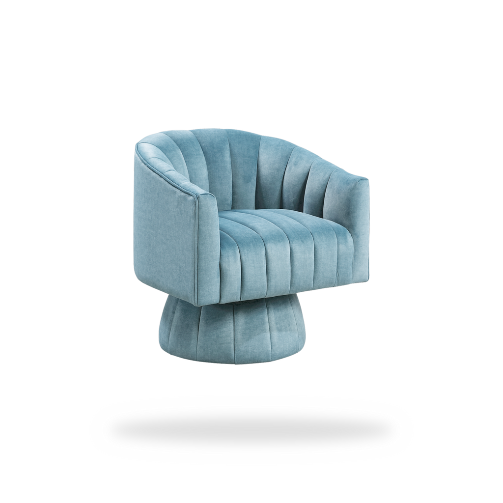 Bristol dark teal velvet swivel chair 45 degree view