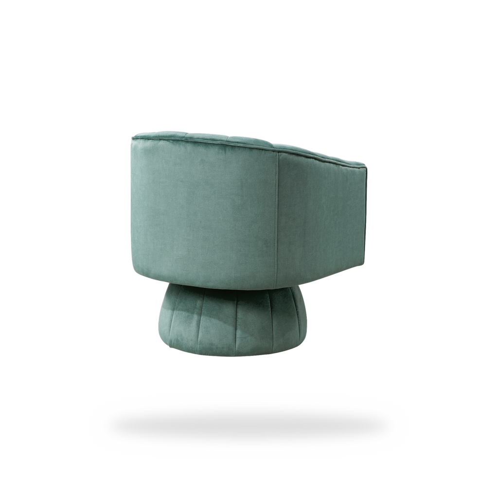 Bristol dark green velvet swivel chair left rear view
