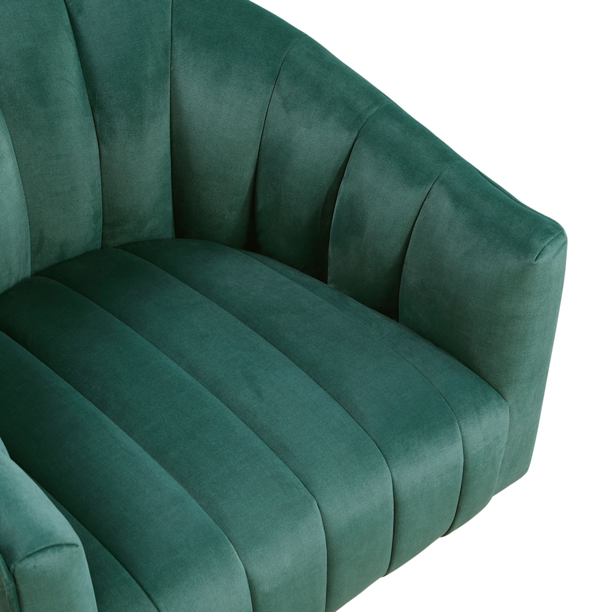 Bristol dark green velvet swivel chair clean velvet upholstery detail