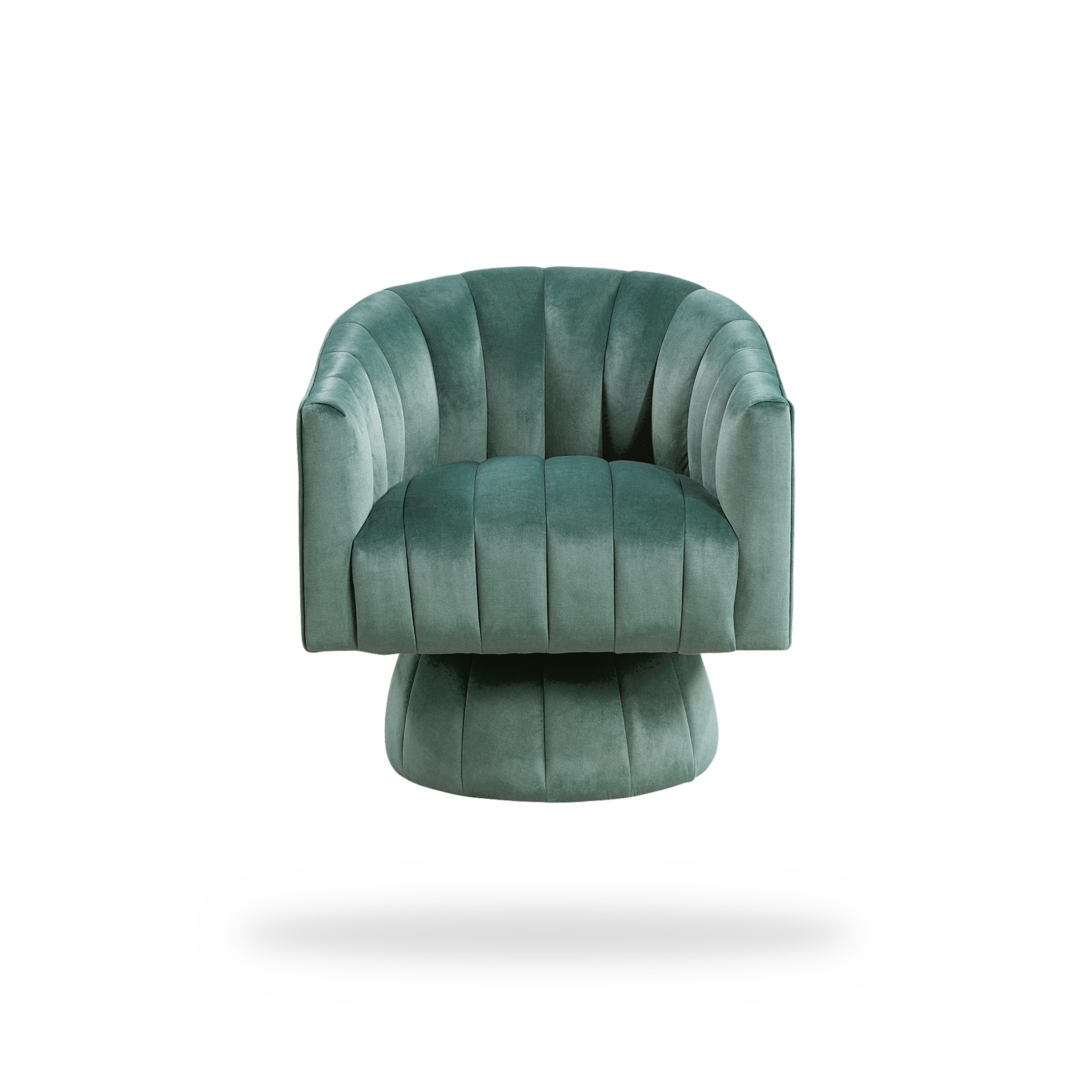 Bristol dark green velvet swivel chair complete front view
