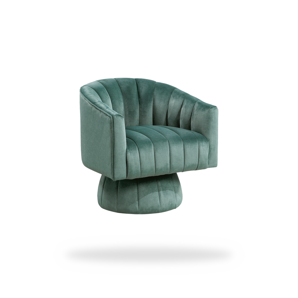 Bristol dark green velvet swivel chair 45 degree view