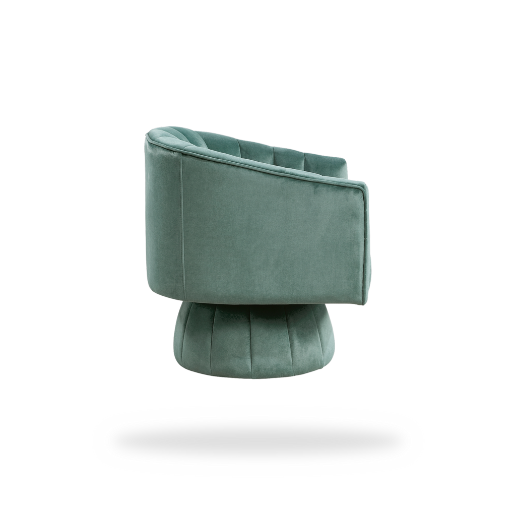 Bristol dark green velvet swivel chair right side view